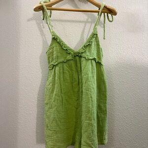 Blue Blush Green Gauze Tie-Strap Romper (Size S)